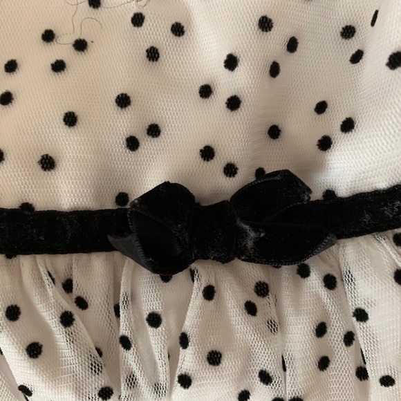 Carter’s Baby Girl Dress 18M | White Polka Dot Mesh Party Dress | Velvet Bow - Picture 5 of 6